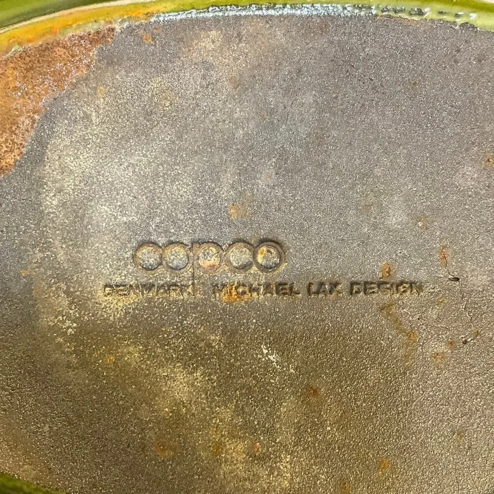 Vintage COPCO Michael Lax Green Enamel Cast Iron Oval Baker Denmark MCM